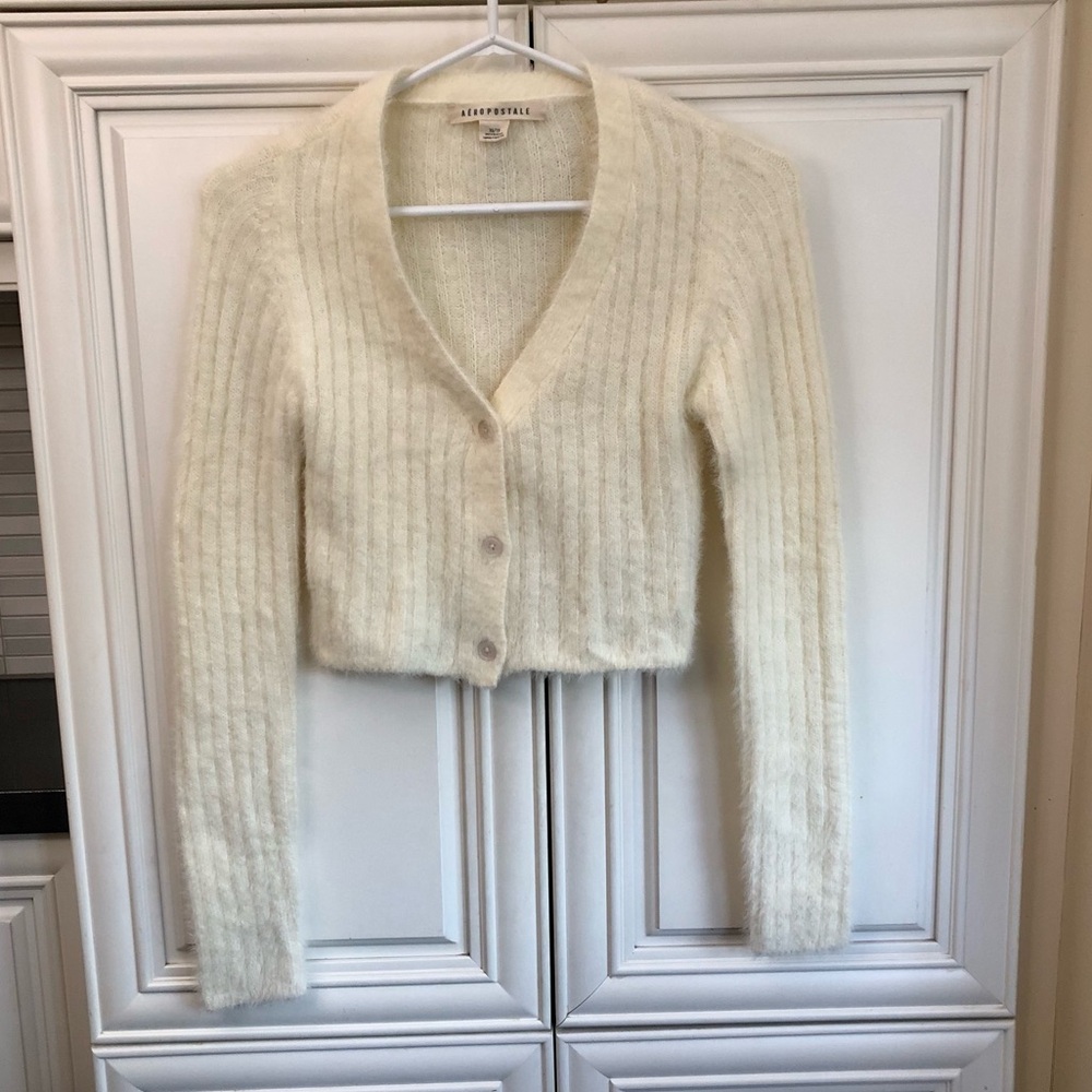 Aeropostale Eyelash women’s crop cardigan sweater